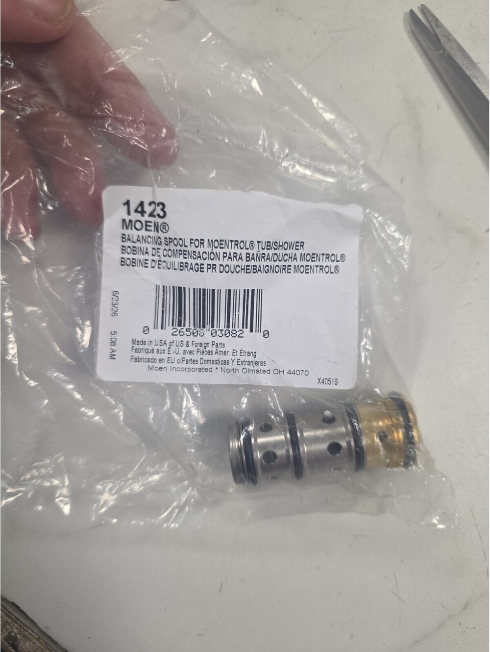 1423 Balancing Spool & 12318 Stop-Check Valve Kit for Moen Tub & Shower Faucets